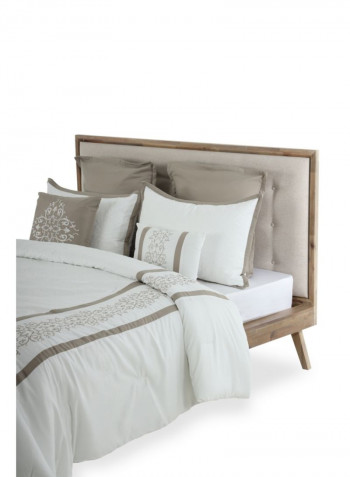 7-Piece Erwin Comforter Set Polyester White/Brown 240 x 260cm