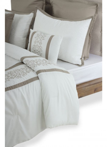 7-Piece Erwin Comforter Set Polyester White/Brown 240 x 260cm