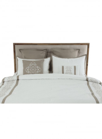 7-Piece Erwin Comforter Set Polyester White/Brown 240 x 260cm