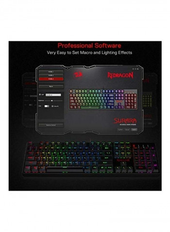 Surara Rgb Led Backlit Mechanical Gaming Keyboard With 104 Keys-linear And Quiet-red Switches