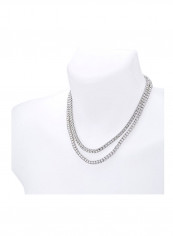 14 Karat Silver Plated Double Tennis Chain Necklace