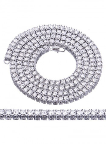 14 Karat Silver Plated Double Tennis Chain Necklace