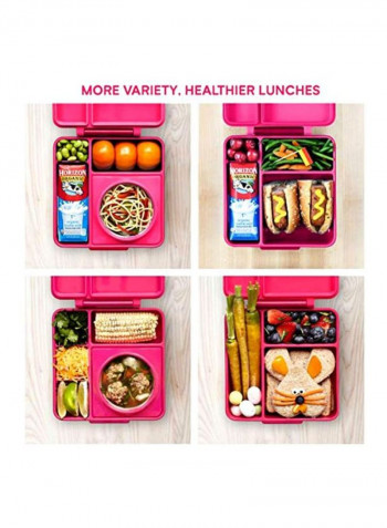 Insulated Bento Lunch Box With Thermos Food Jar Pink Berry 7x7inch