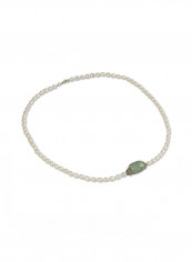 925 Sterling Silver Pendant Necklace With Jade And Pearls