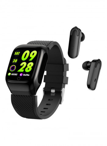 2-In-1 Smart Watch With Earbuds Black