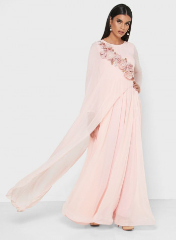 Applique Detail Maxi Dress Flamingo Pink