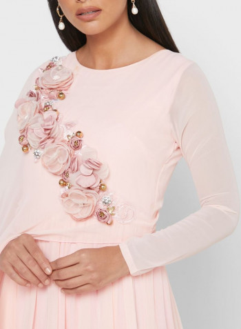 Applique Detail Maxi Dress Flamingo Pink