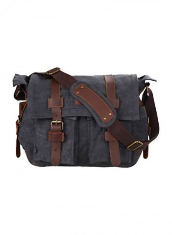 Leather Canvas Camera Bag Dark Gray