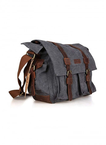 Leather Canvas Camera Bag Dark Gray