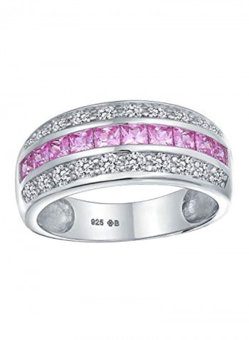 925 Sterling Silver Cubic Zirconia Studded 3 Row Wedding Ring