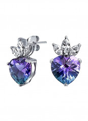 925 Sterling Silver Cubic Zirconia Studded Heart Shape Earrings
