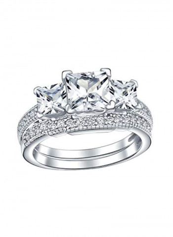 925 Sterling Silver Cubic Zirconia Studded Ring