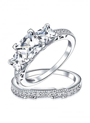 925 Sterling Silver Cubic Zirconia Studded Ring