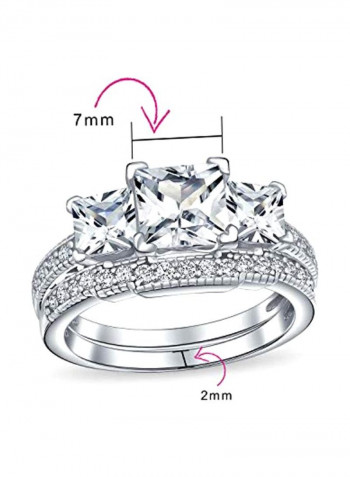 925 Sterling Silver Cubic Zirconia Studded Ring