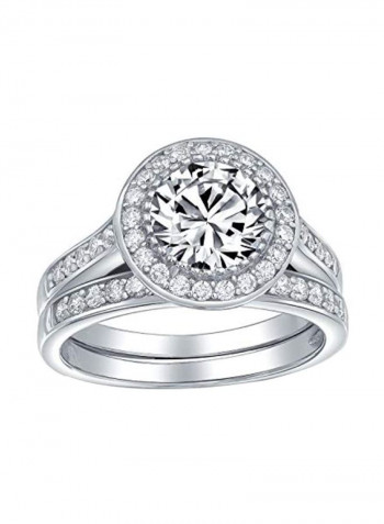 925 Sterling Silver Cubic Zirconia Studded Ring