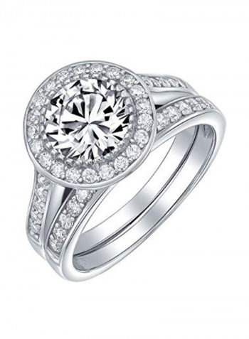 925 Sterling Silver Cubic Zirconia Studded Ring