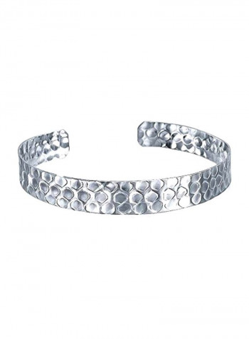 925 Sterling Silver Honeycomb Pattern Cuff Bracelet