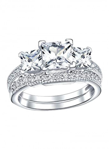 925 Sterling Silver Cubic Zirconia Studded Ring