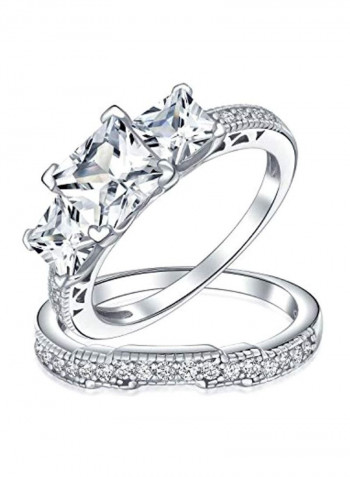 925 Sterling Silver Cubic Zirconia Studded Ring