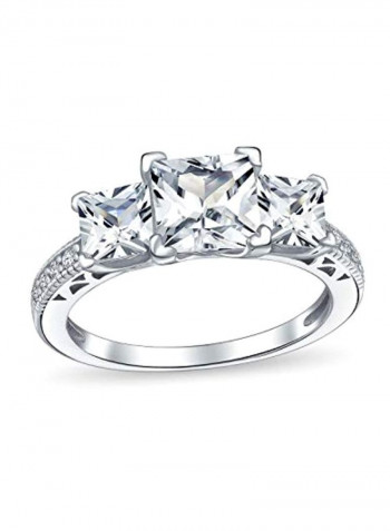 925 Sterling Silver Cubic Zirconia Studded Ring