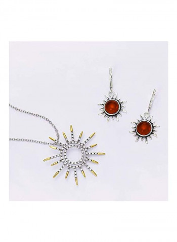 Cubic Zirconia Studded Pendant Necklace