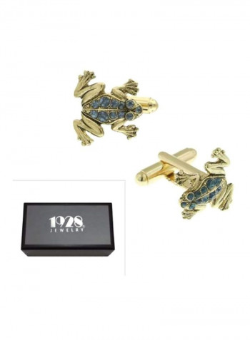 Gold Plated Crystal Studded Cuff Links