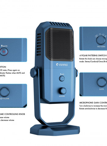 SF-900 USB Studio Recording Condenser Microphone V6462BL_P Blue