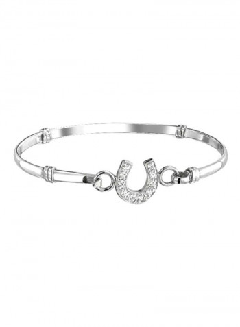 925 Sterling Silver Cubic Zirconia Studded Horseshoe Bracelet