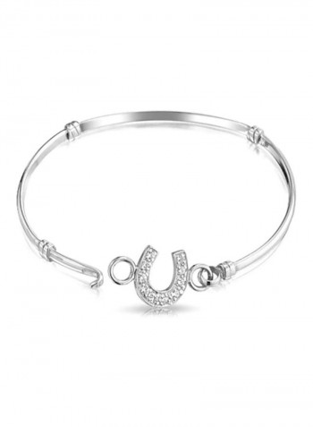 925 Sterling Silver Cubic Zirconia Studded Horseshoe Bracelet