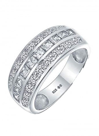 925 Sterling Silver Cubic Zirconia Studded Ring