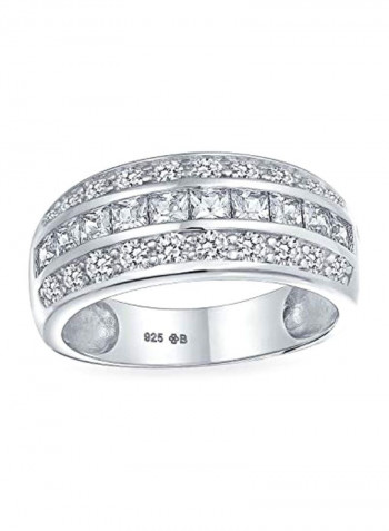 925 Sterling Silver Cubic Zirconia Studded Ring