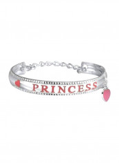 925 Sterling Silver Heart Dangle Charm Bangle Cuff Bracelet