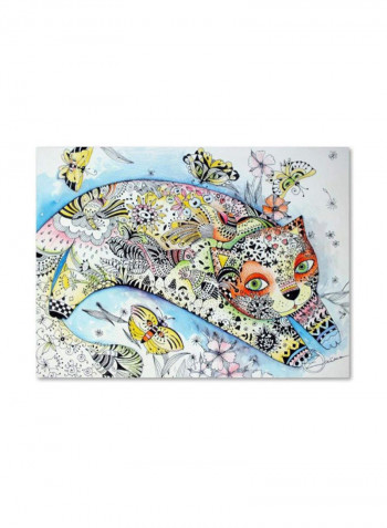White Cat Canvas Wall Art Multicolour 14 x 19inch