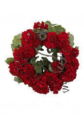 Geranium Wreath Red/Green 17inch