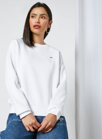 Basic Plain Round Neck T-Shirt White