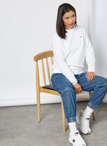 Basic Plain Round Neck T-Shirt White