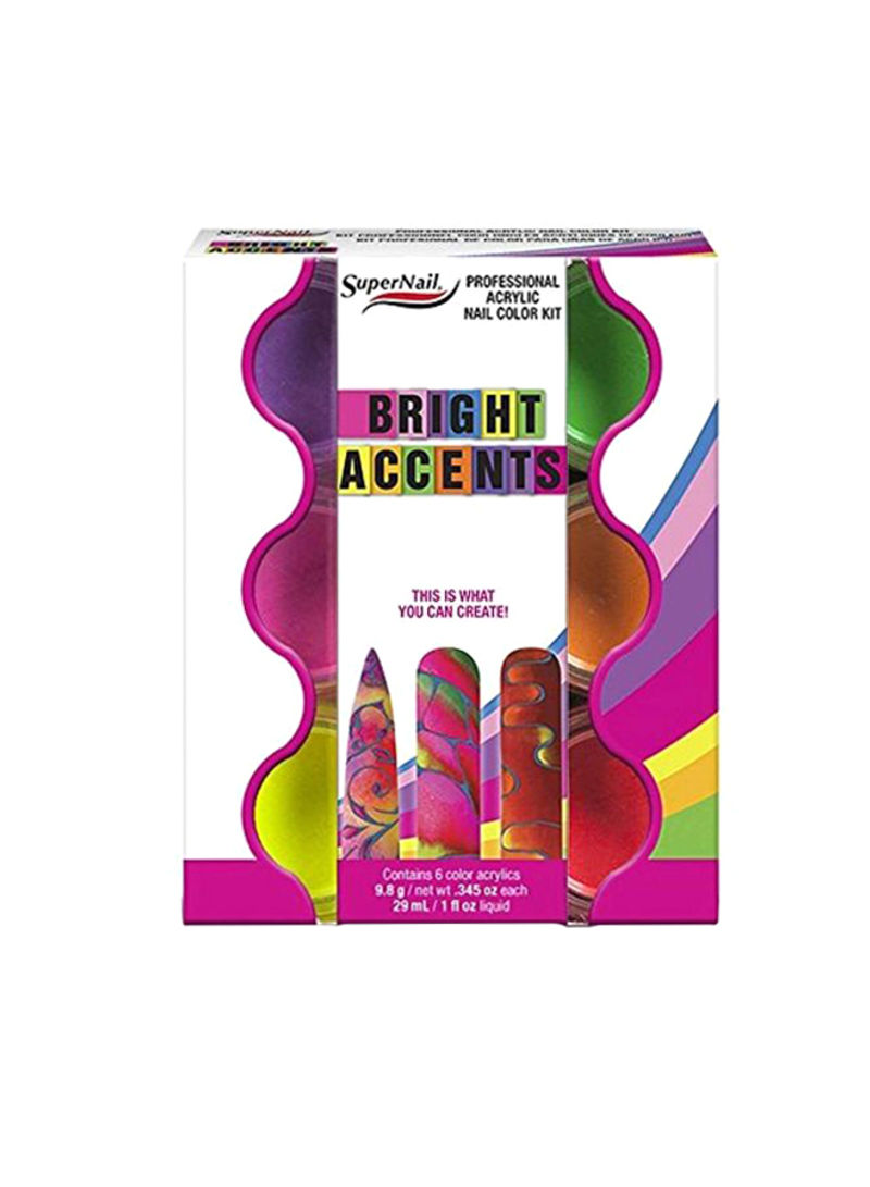 6-Piece Bright Accents Acrylic Kit Pink/Orange/Purple