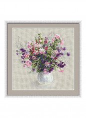 Summer Bouquet Counted Cross Stitch Kit Pink/Purple/Green
