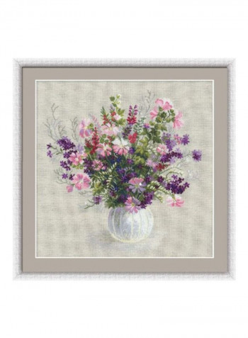 Summer Bouquet Counted Cross Stitch Kit Pink/Purple/Green