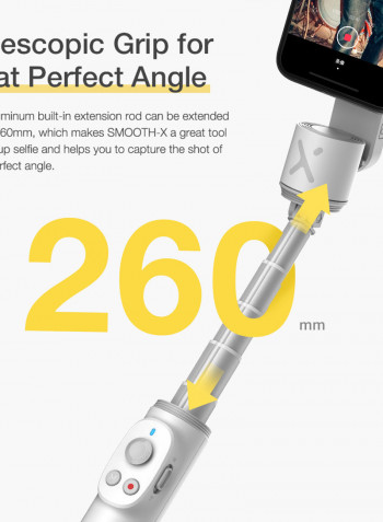Portable Handheld Smartphone Stabilizer Built-In 260mm Extension Selfie Stick White