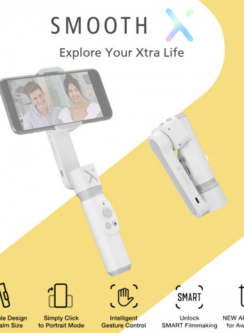 Portable Handheld Smartphone Stabilizer Built-In 260mm Extension Selfie Stick White