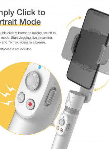 Portable Handheld Smartphone Stabilizer Built-In 260mm Extension Selfie Stick White