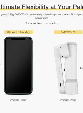 Portable Handheld Smartphone Stabilizer Built-In 260mm Extension Selfie Stick White