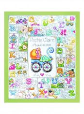 Baby ABC Counted Cross Stitch Kit White/Green/Pink