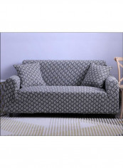3D Kintting Flower Pattern Sofa Slipcover Grey/Blue 140-185centimeter