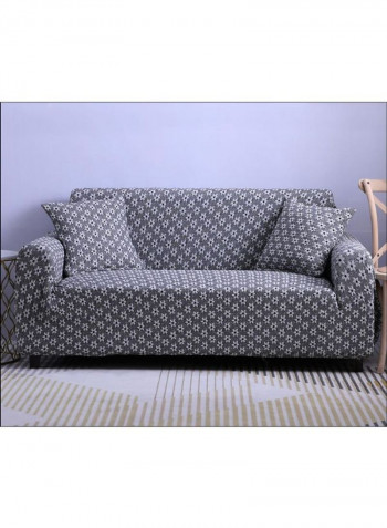 3D Kintting Flower Pattern Sofa Slipcover Grey/Blue 140-185centimeter