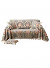 Retro Style Thick Sofa Slipcover Grey/Gold/Pink
