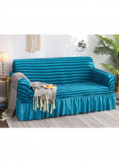Striped Pattern Sofa Slipcover Blue 145 - 185centimeter