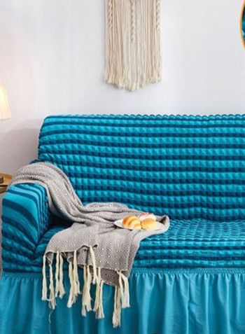 Striped Pattern Sofa Slipcover Blue 145 - 185centimeter
