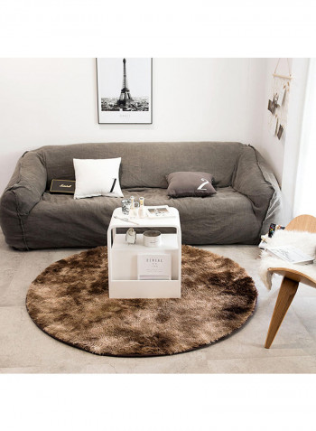 Fluffy Design Round Shaped Floor Mat Brown 100 x 100centimeter